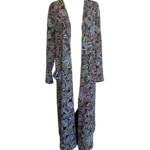 LulaRoe Black Multi Color Floral Vines Sweater Duster size‎ M